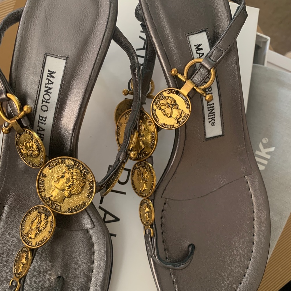 NEW Manolo Blahnik Monete Sandal 50mm - Picture 8 of 8